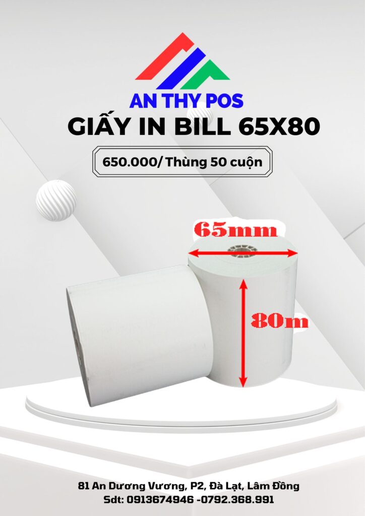 Giấy in bill 65x80 - giao tận nơi miễn phí tại Đà Lạt