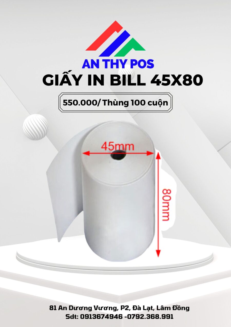 Giấy in bill 45x80 - giao tận nơi miễn phí tại Đà Lạt